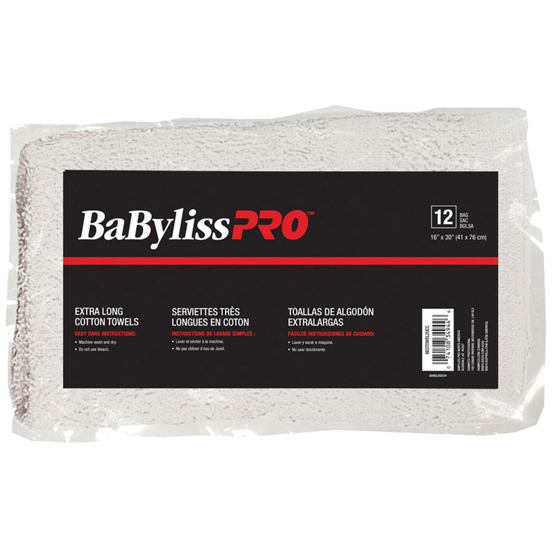 BabylissPro Cotton Towels Grey Stripe (12 Pack)