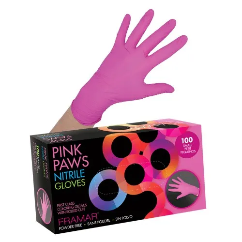 Framar Pink Paws Nitrile Gloves - Large