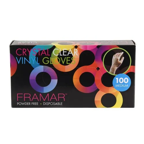 Framar Crystal Clear Vinyl Gloves 100pk - Small